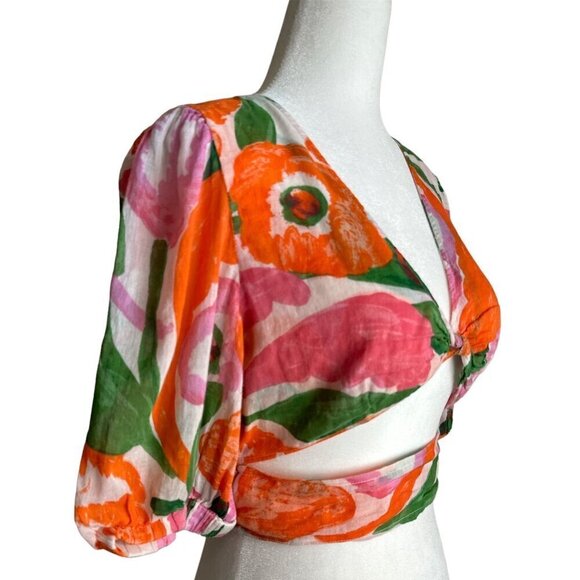 Banjanan Floral Aurora Top in Euphoric Bloom Vivid Large Womens Blouse - Picture 7 of 16